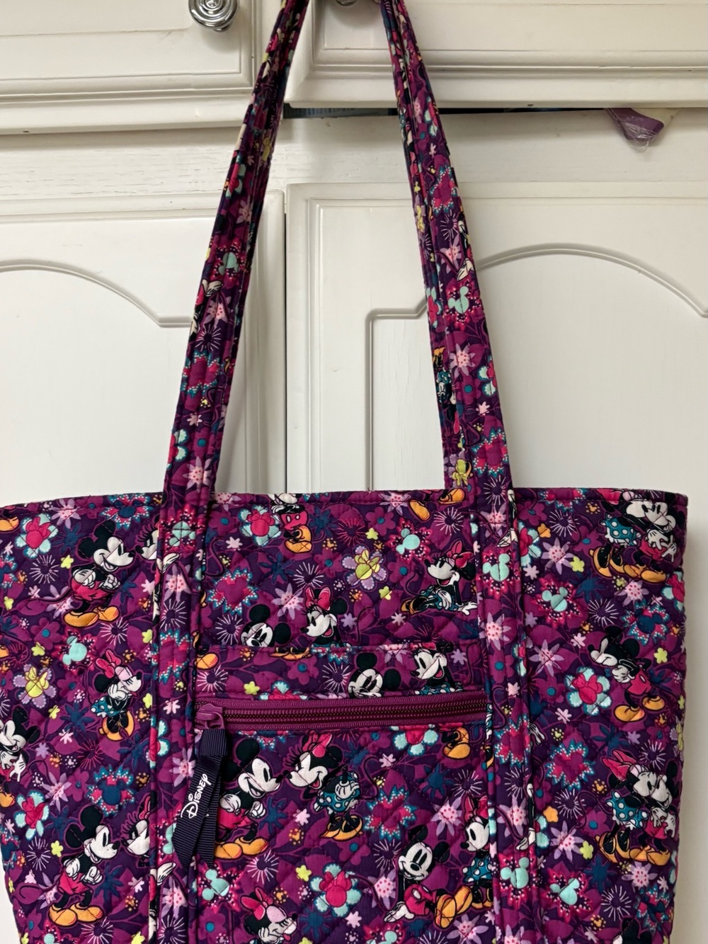 Quilted Purple Floral Cartoon Tote Bag - Designer Style
